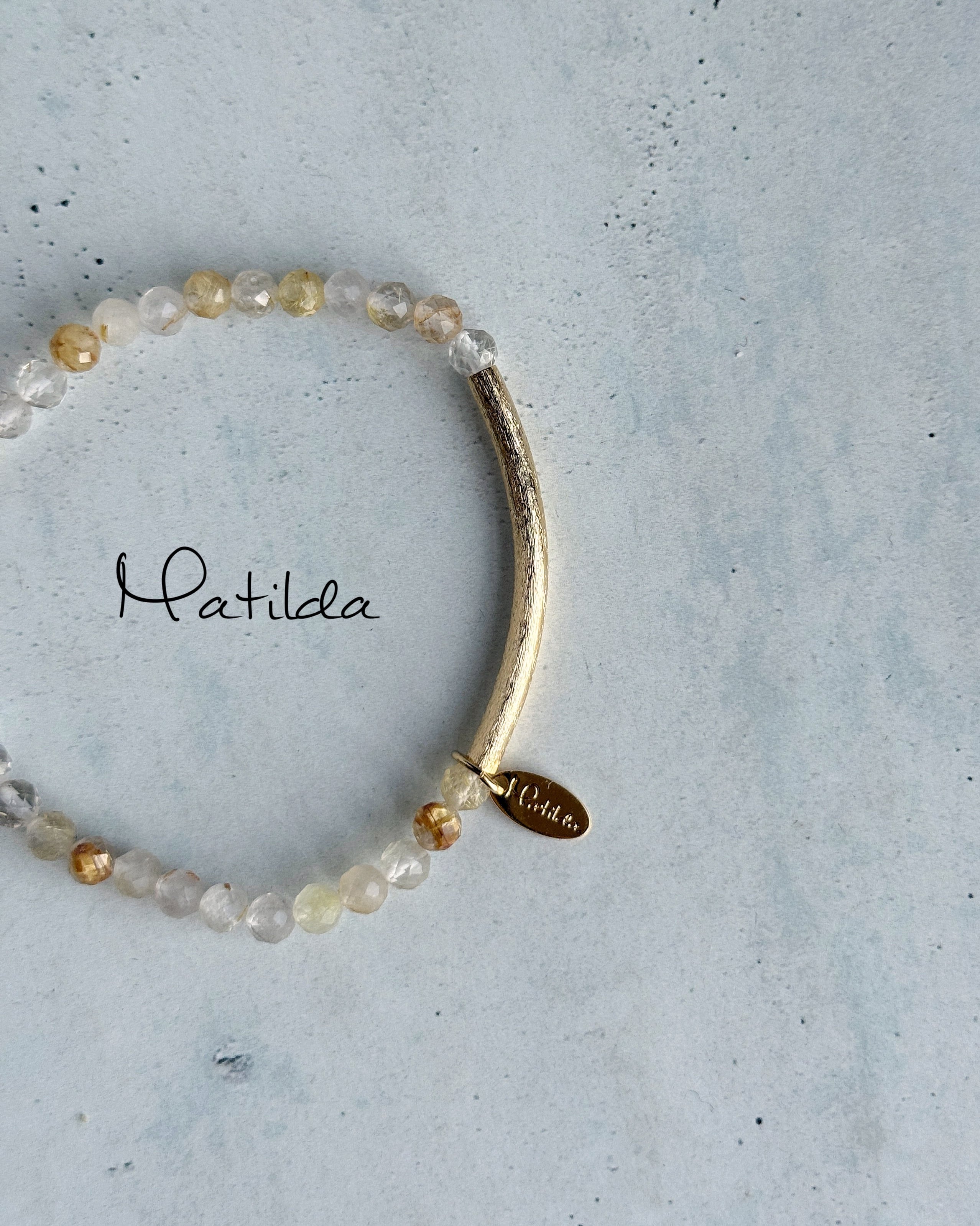 【renewal】Tube & stone bracelet(ルチルクォーツ)