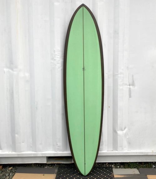 【DERRICK DISNEY】デリック・ディズニー SURFBOARDS EGG 7'3 グリーン×ブラウン ミッドレングス シングルフィン