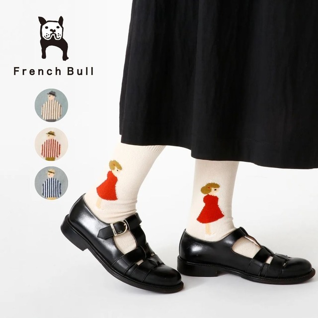 フレンチブル French Bull 靴下 ソックス レディース カップルソックスバカンス おしゃれ かわいい 通年 オールシーズン 国産 日本製 綿 ナイロン ギフト プレゼント ブルー グレー 白 ホワイト 23-25cm 11-26104 Fr052