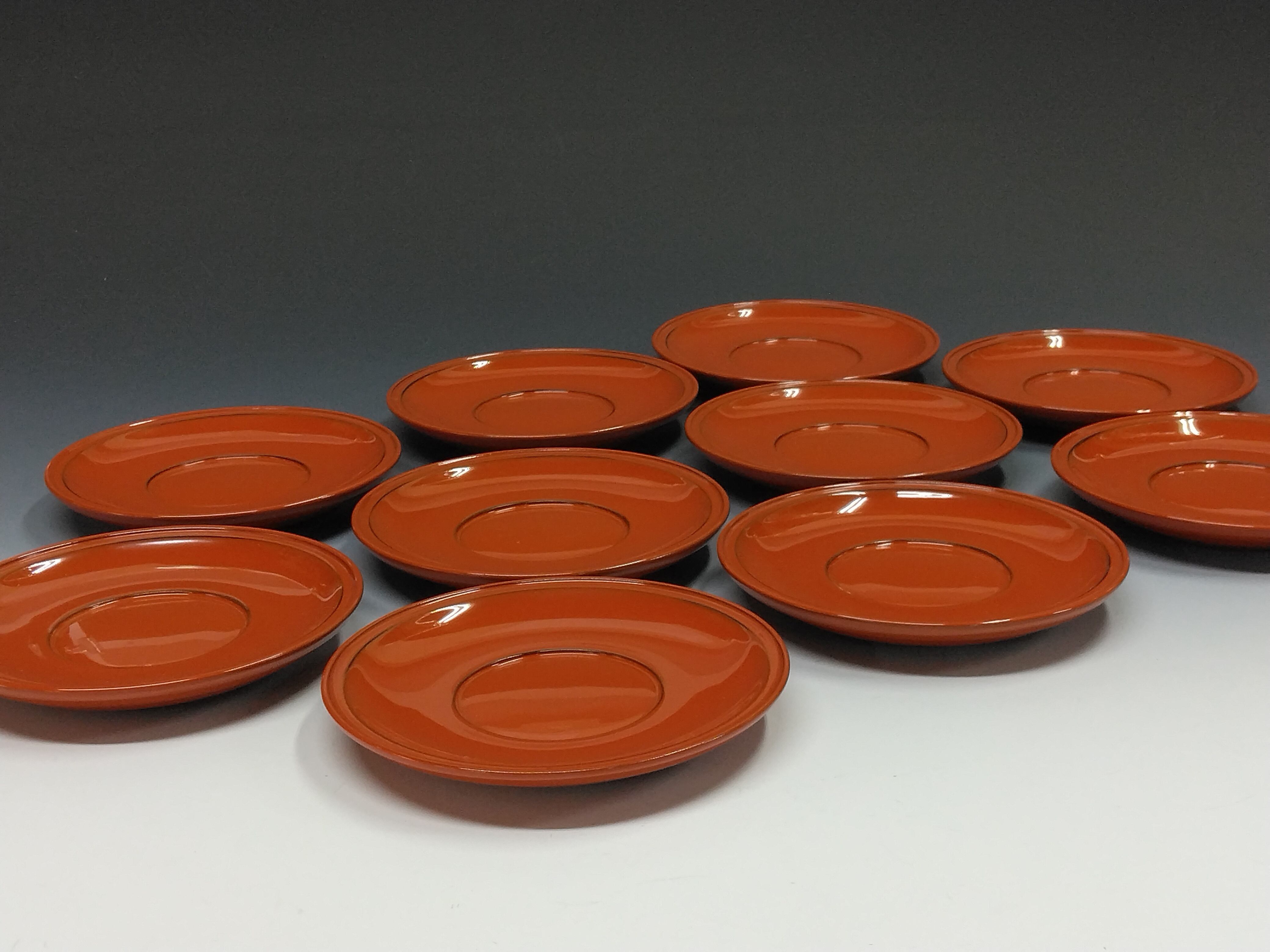 伝統工芸 根来塗｜Negoro lacquer ware 上手の朱研出 茶托 1枚