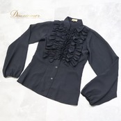 フラメンコ 衣装 DOCE del Flamenco ドセデルフラメンコ トップス ブラウス ブラック系 黒 無地 長袖 フリル 透け感 ダンス パーティ 発表会 レディース ステージ 上品 舞台 コスチューム かわいい
