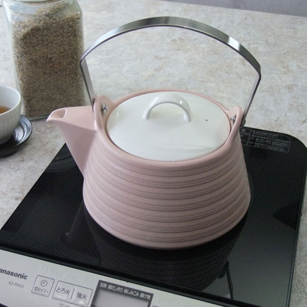 ケトル IH対応 陶器製 ピンク 1.5L セラミックケトル THERMATEC