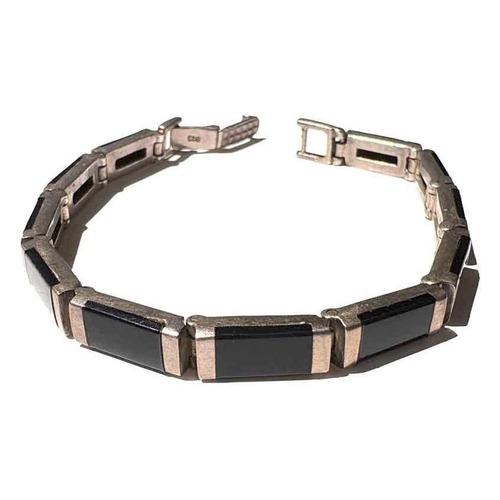 Vintage Onyx Silver Bracelet [925 SILVER] Vintage Silver Bracelet