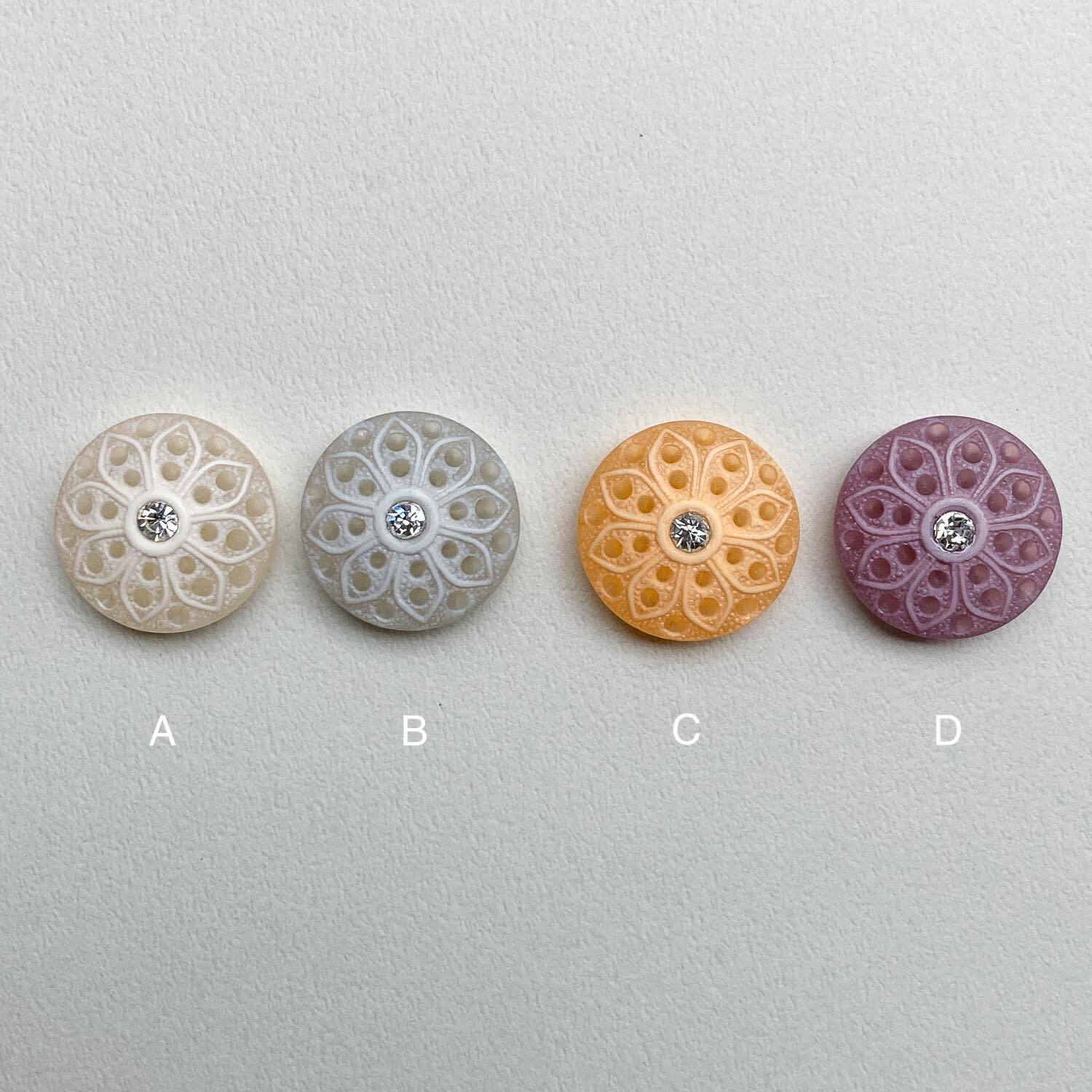 ⭐夏カラーの大人ビジューのボタンカボション⭐ ビジュー付きマットカラーボタン（25mm） | Dua-アクセサリーパーツ