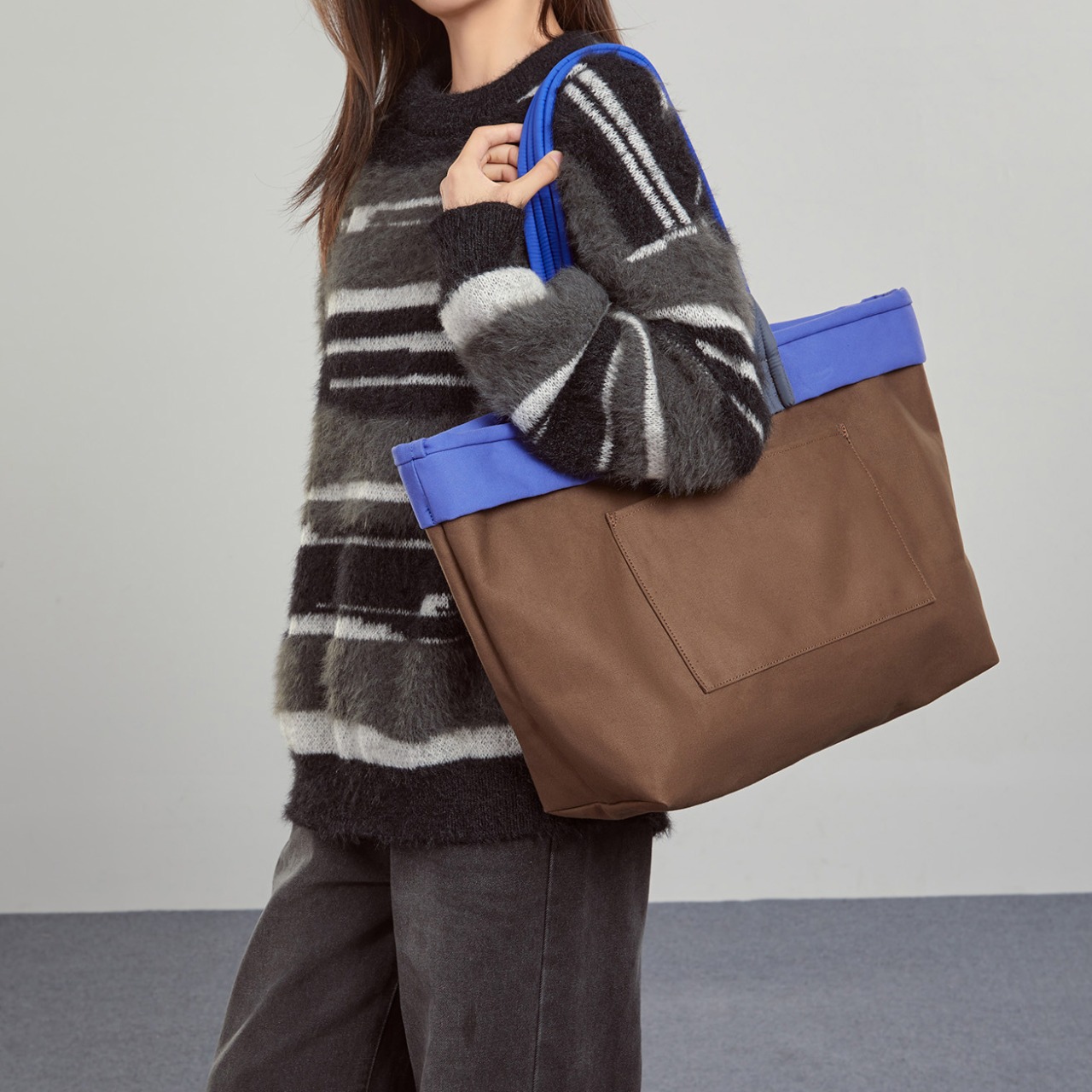 バイカラーキャンパス地２WAYトートバッグ   F0180 - 5