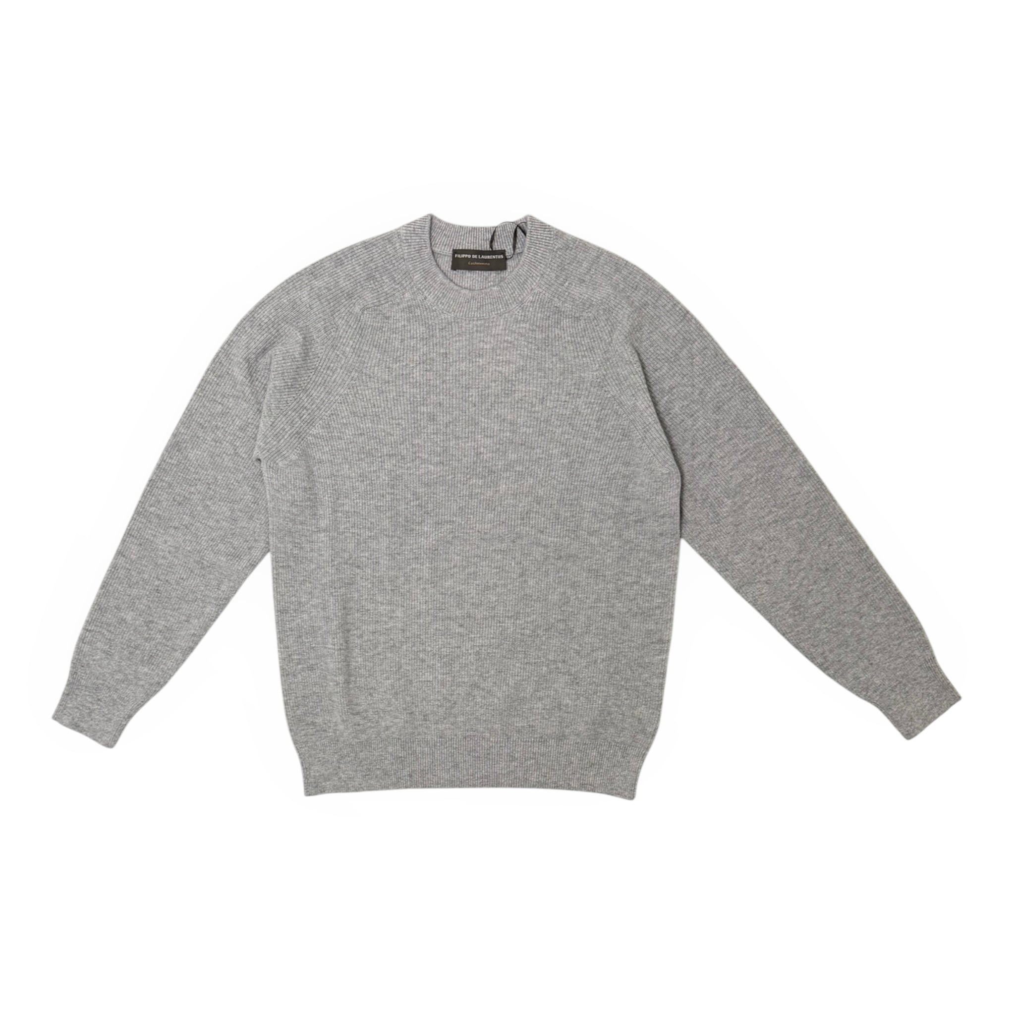FILIPPO DE LAURENTIIS(フィリッポ デ ローレンティス) 12Gauge Wool/Cashmere Crew Neck Rib Knit(GC1MLM46) /GRAY(900)