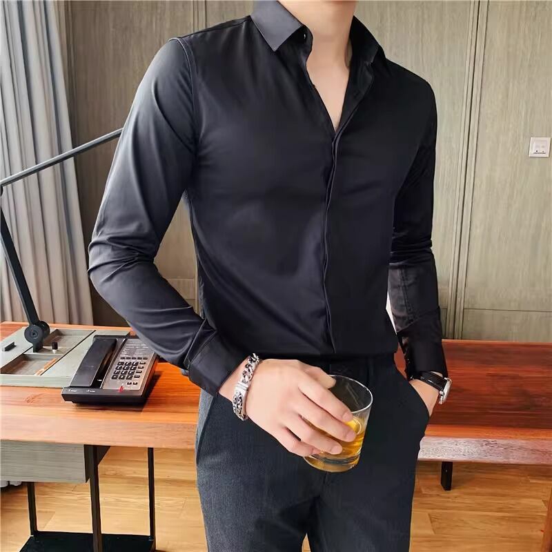 長袖レギュラーカラー シャツ 8color KA1326