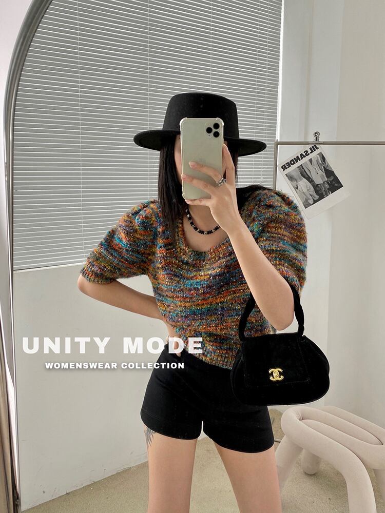 カラーセーター オータムスタンダードスタイルスリーブラウンドネックプルオーバー 薄手ウールトップス レトロ 秋物 Oネック ビッグFスモールZ韓国65039093909