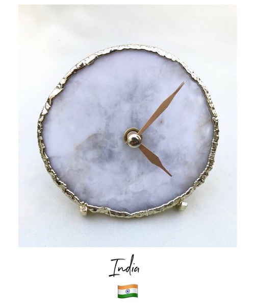 【Made in インド】天然石 ドゥルージー 時計 ⁑ White Agate Clock