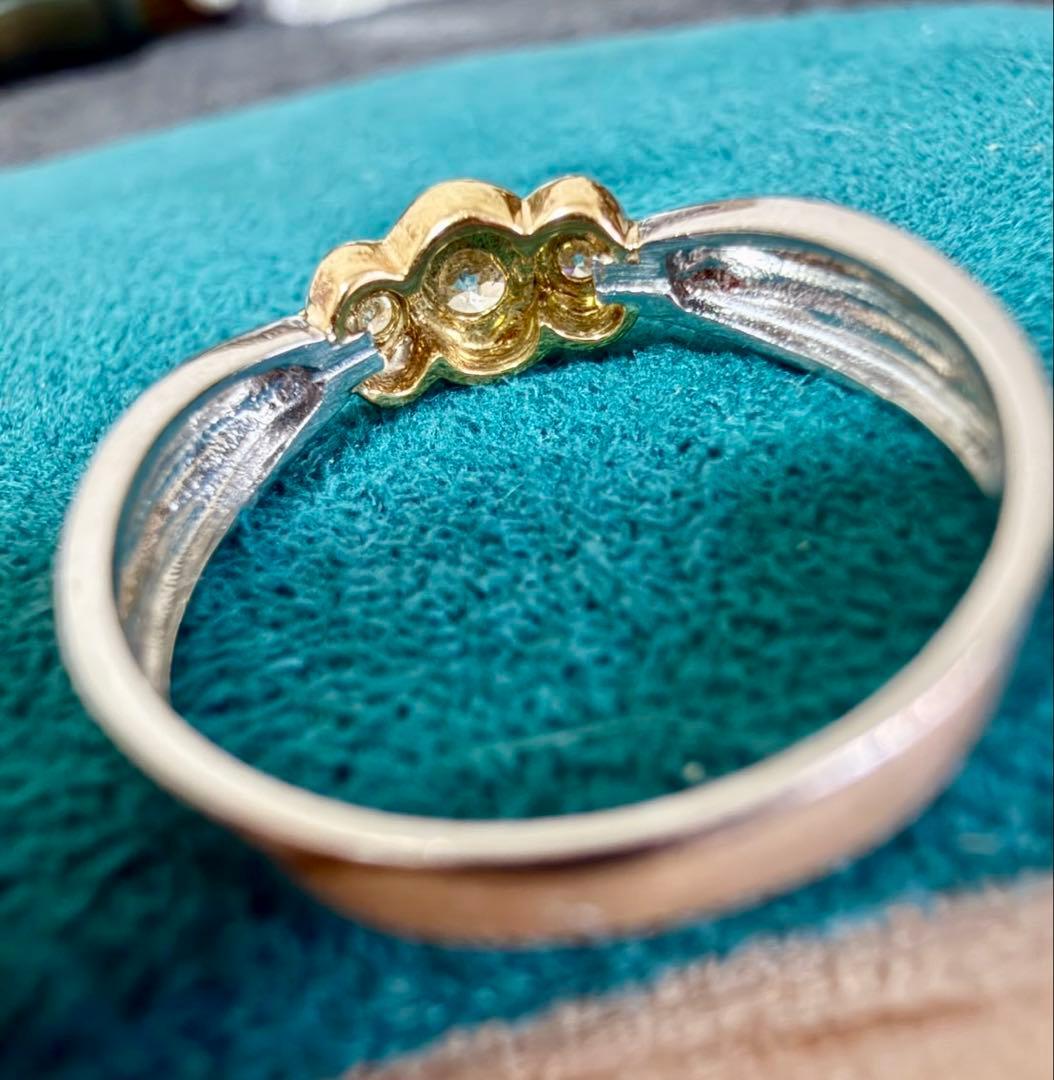 Pt900×K18*12号*0.3ct*3粒ダイヤモンドコンビリング*指輪 | Me,MiNE