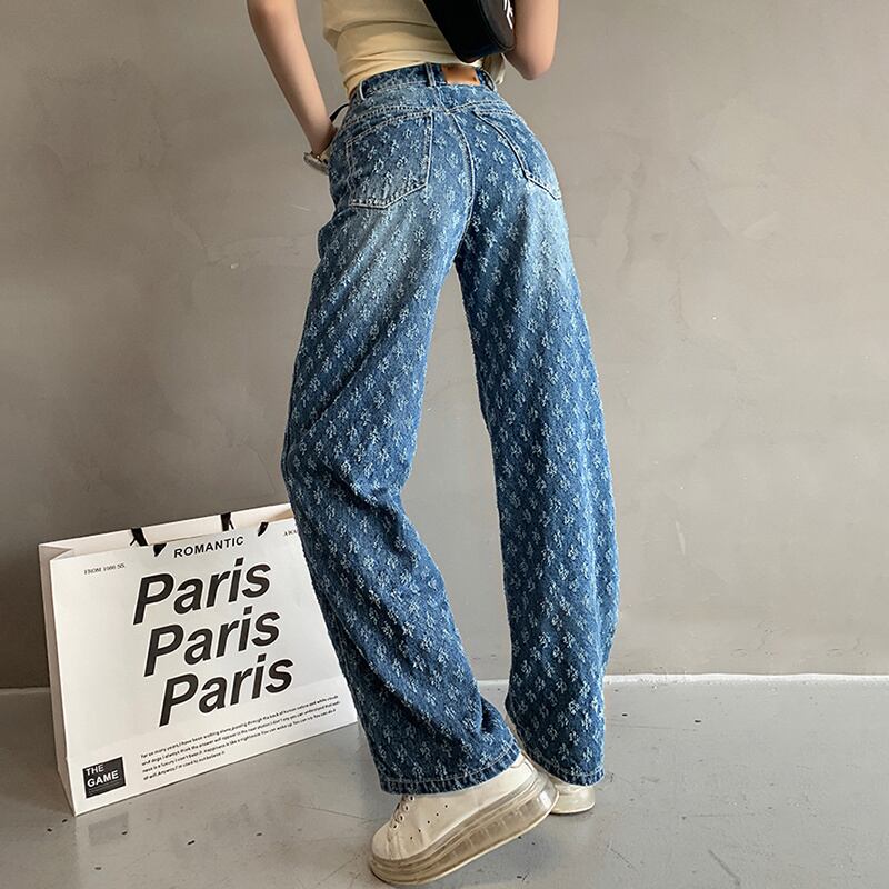 送料無料 TWOTWINSTYLEヴィンテージブルーデニムパンツ女性ウエスト