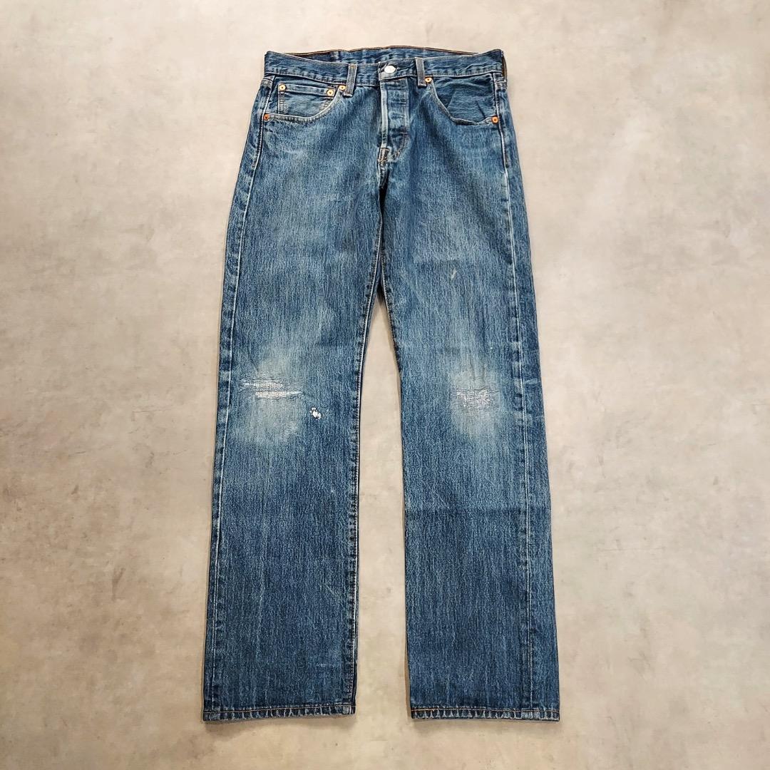 リーバイス501 Levis W32 ブルーデニム 青 ヒゲ 古着 18124