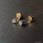アンティークジュエリー 9ctゴールド 天然ダイヤモンド ピアス(ソーティングメモ付)