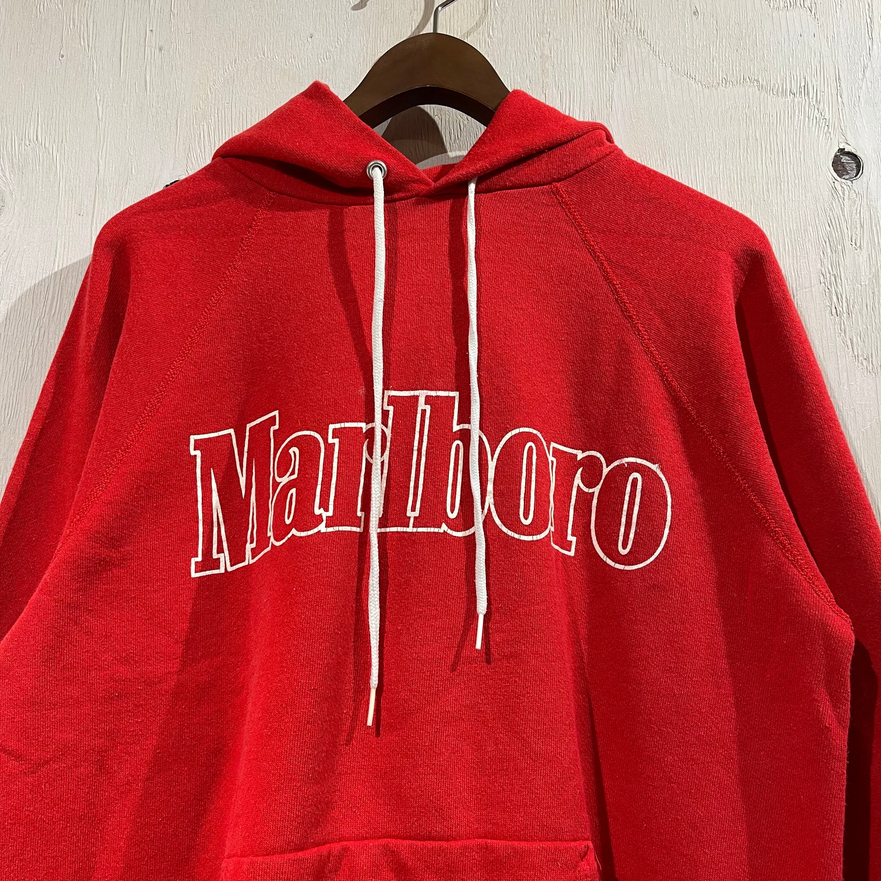 『L』80年代 USA製 Marlboro マルボロ プルオーバーパーカー フーディー パーカー Hanes 赤 古着 古着屋 高円寺 ビンテージ