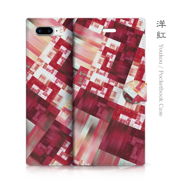 洋紅 - 和風 手帳型iPhoneケース
