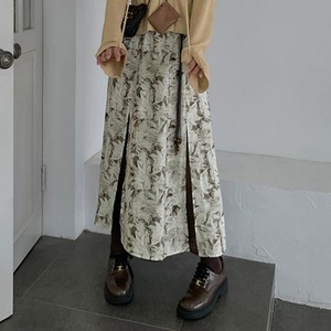 Cut design flower flare skirt ＊S-1124