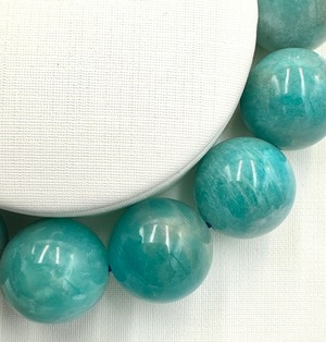(00556)(選べる内径)(1点のみ)ロシア産アマゾナイト【14mm】Amazonite 　天河石　ラウンドボール　 ブレスレット　天然石　パワーストーン