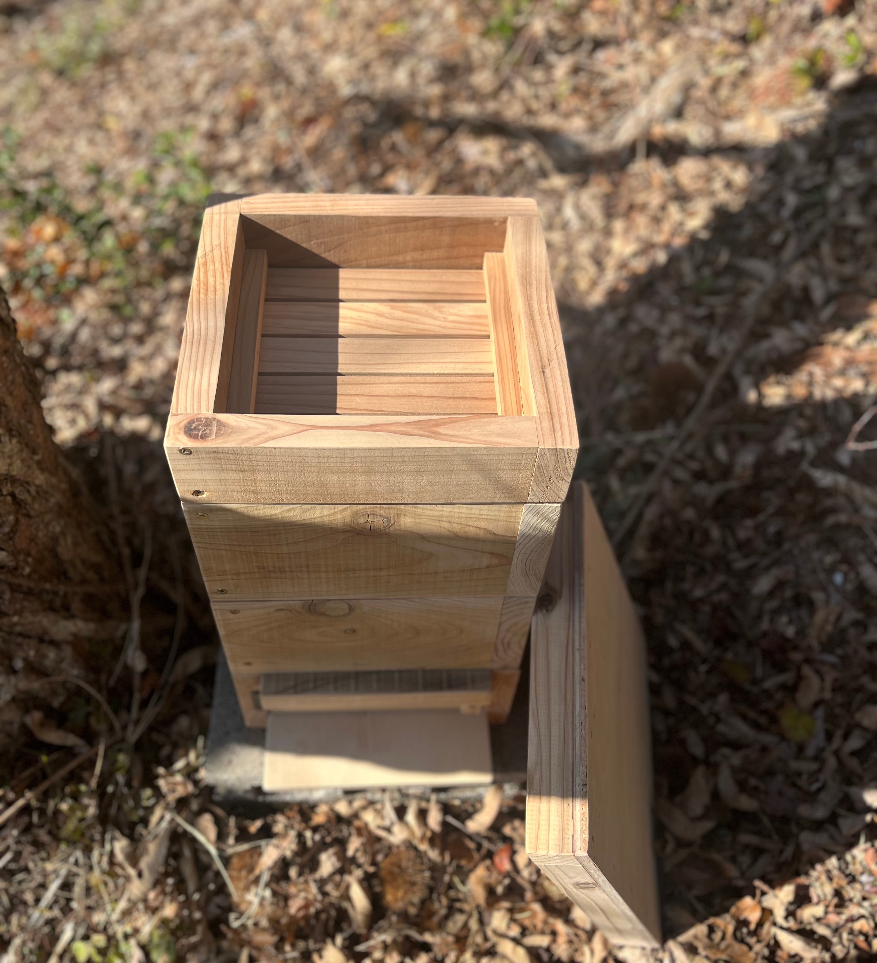SantaPa里山養蜂箱｜日本ミツバチ重箱式巣箱3段セット｜スノコ付き｜竹