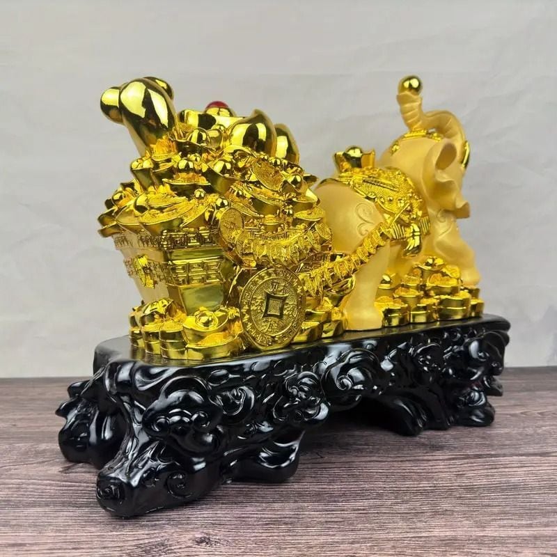 象 ゾウ 置物 オブジェ 黄金 金色 金 富 繁栄 樹脂素材 高級感 運 開運
