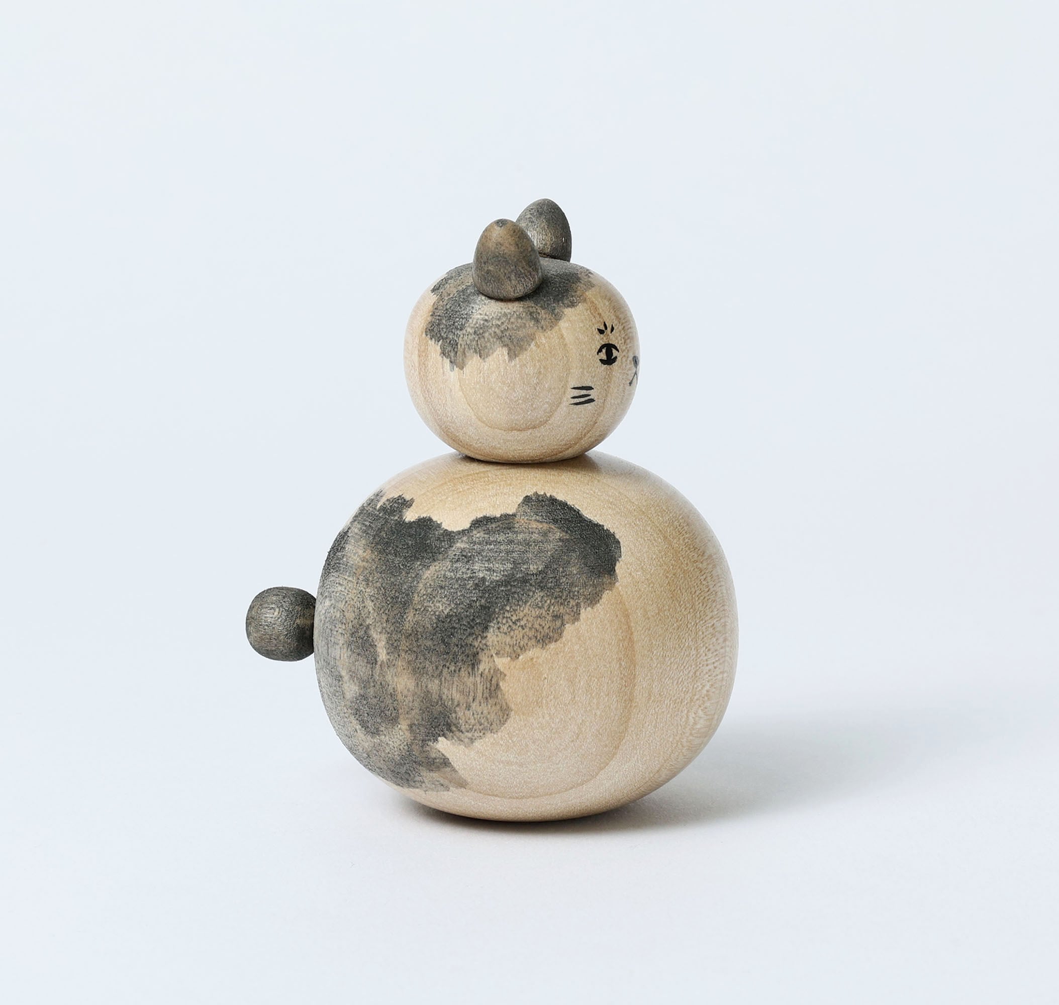猫こけし-12】遠刈田系 小山芳美工人 7.5cm | Cat kokeshi doll, by
