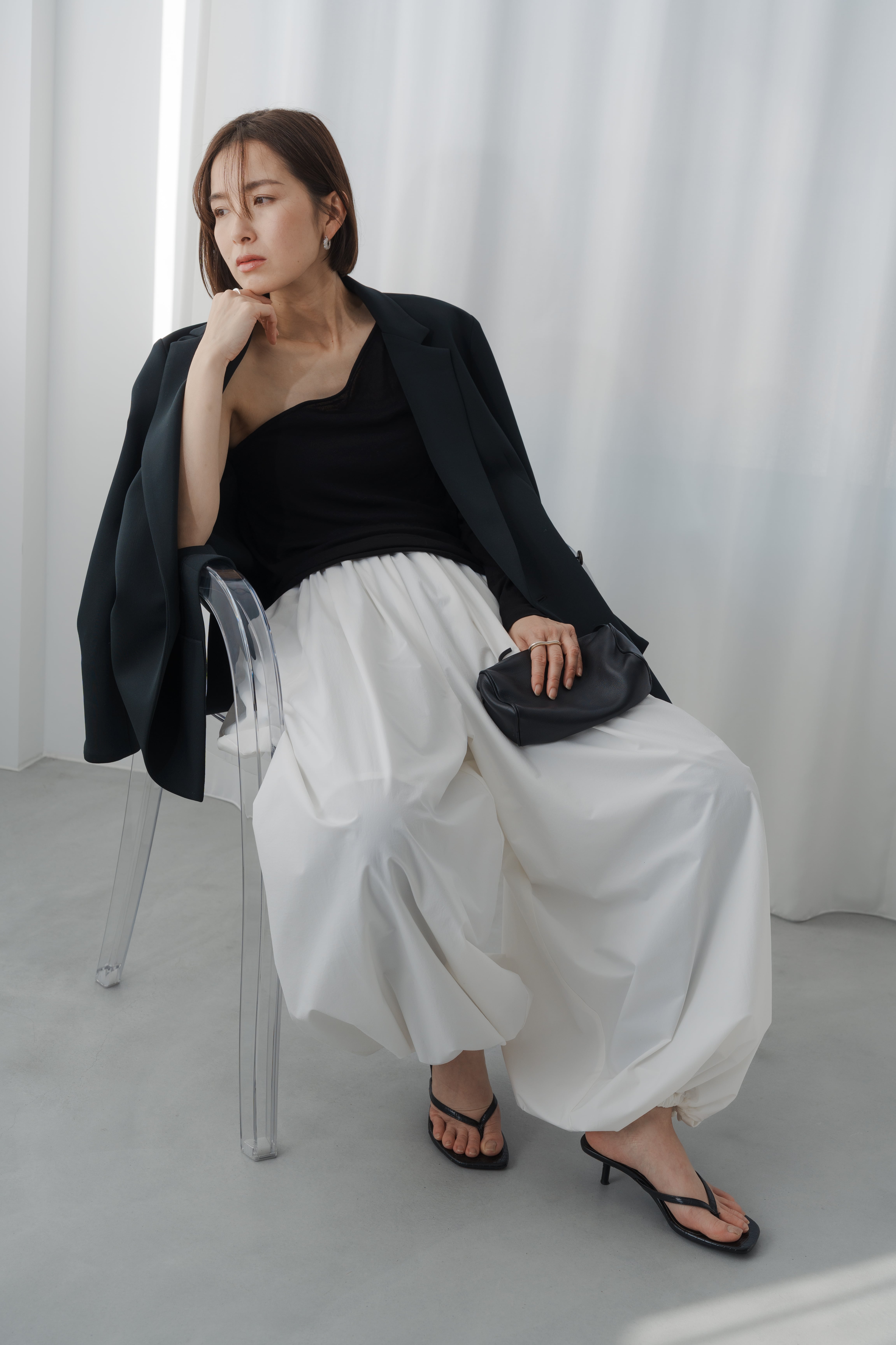 sheer balloon pants(white)ご注文から一週間前後で発送 | roughlow
