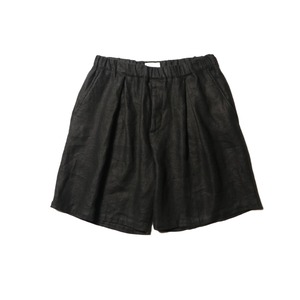 【LAST1】superNova.  Box pleats wide shorts - Linen / Black