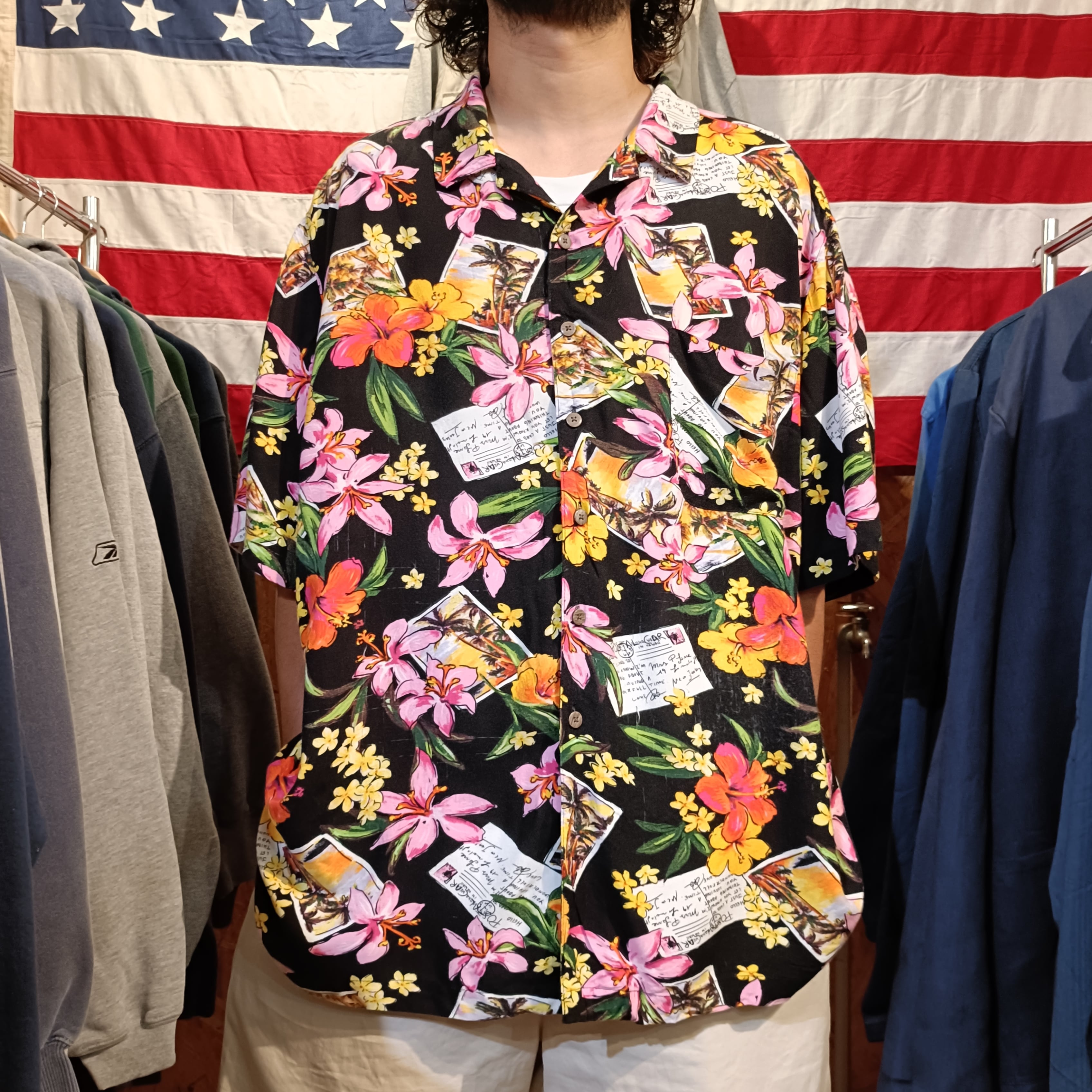 Used 半袖シャツ◆3XL George レーヨン アロハシャツ 花柄 ハワイアン◆USA古着 ヴィンテージ