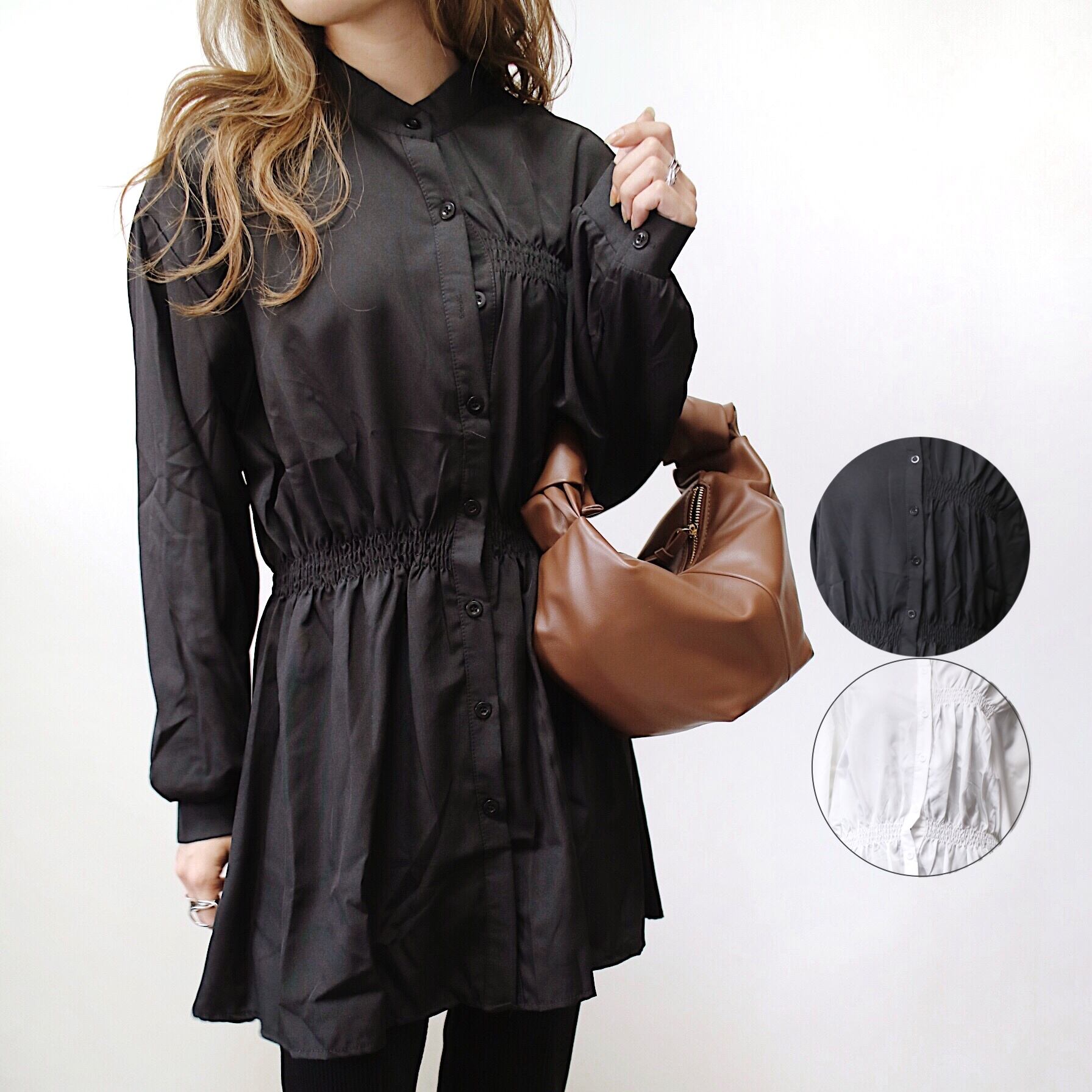 シャーリングチュニックシャツ