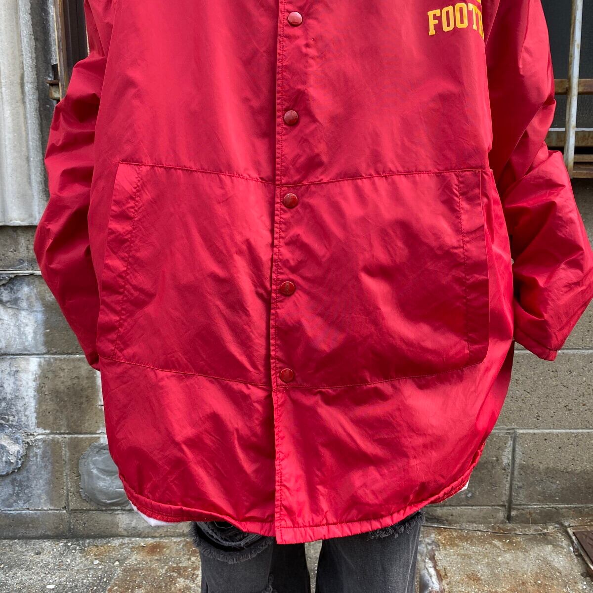 90年代 USA製 POWERS ROCK ISLAND FOOTBALL ベンチコート ナイロン