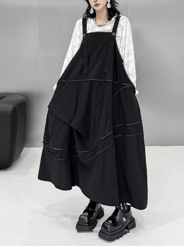 Irregular zip-line loose jumper skirt [T2481]