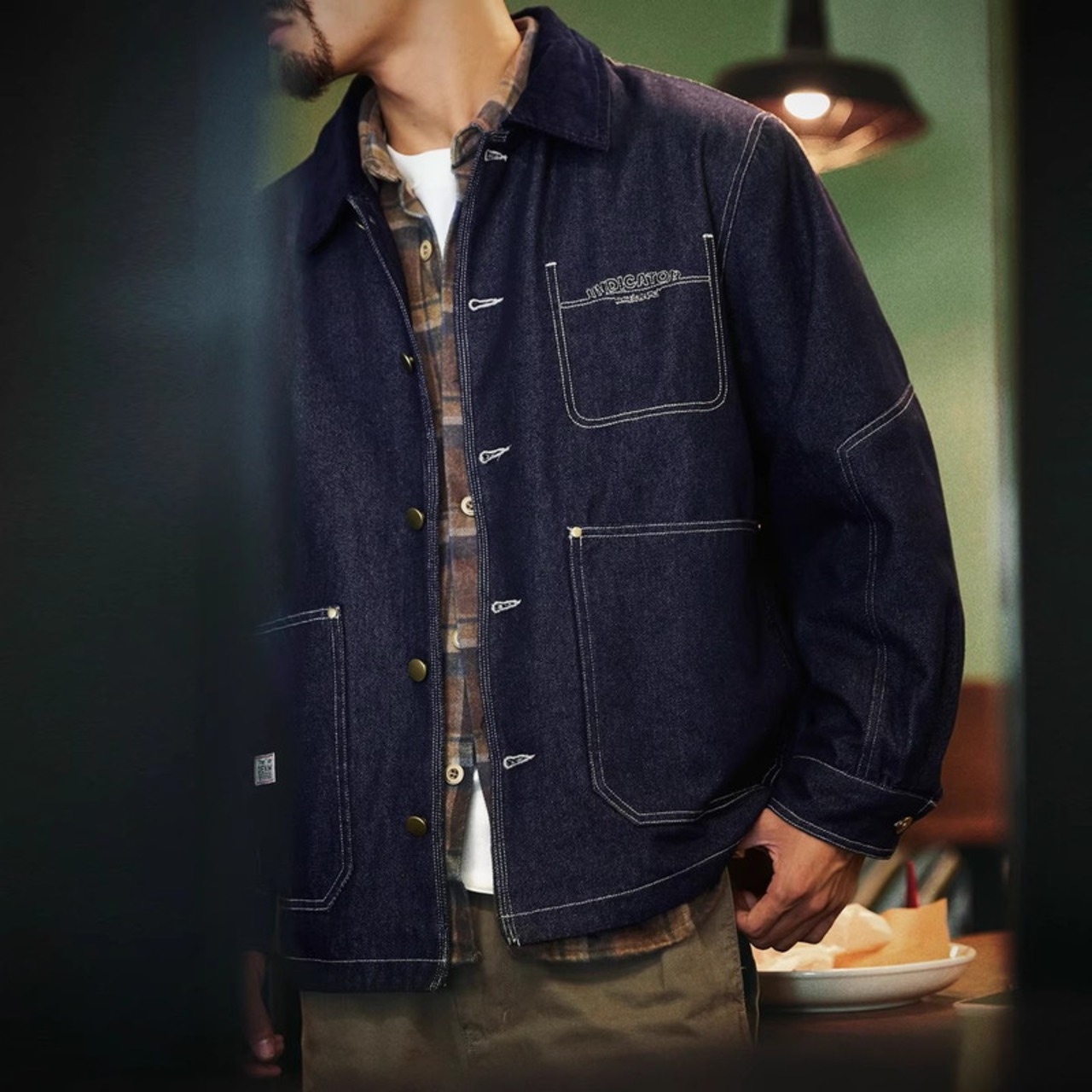 Shirt Collar Patch Pocket Waist Length Coveralls ◇H0946