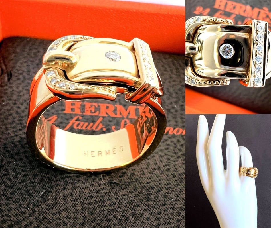 HERMES エルメス K18 YG ゴールド ブックルセリエ ダイヤモンド HERMES エルメス K18 YG ゴールド ブックルセリエ ダイヤモンド