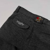 CASTELBAJAC カステルバジャック ベア刺繍 ツータック ウール スラックスパンツ 82/グレー