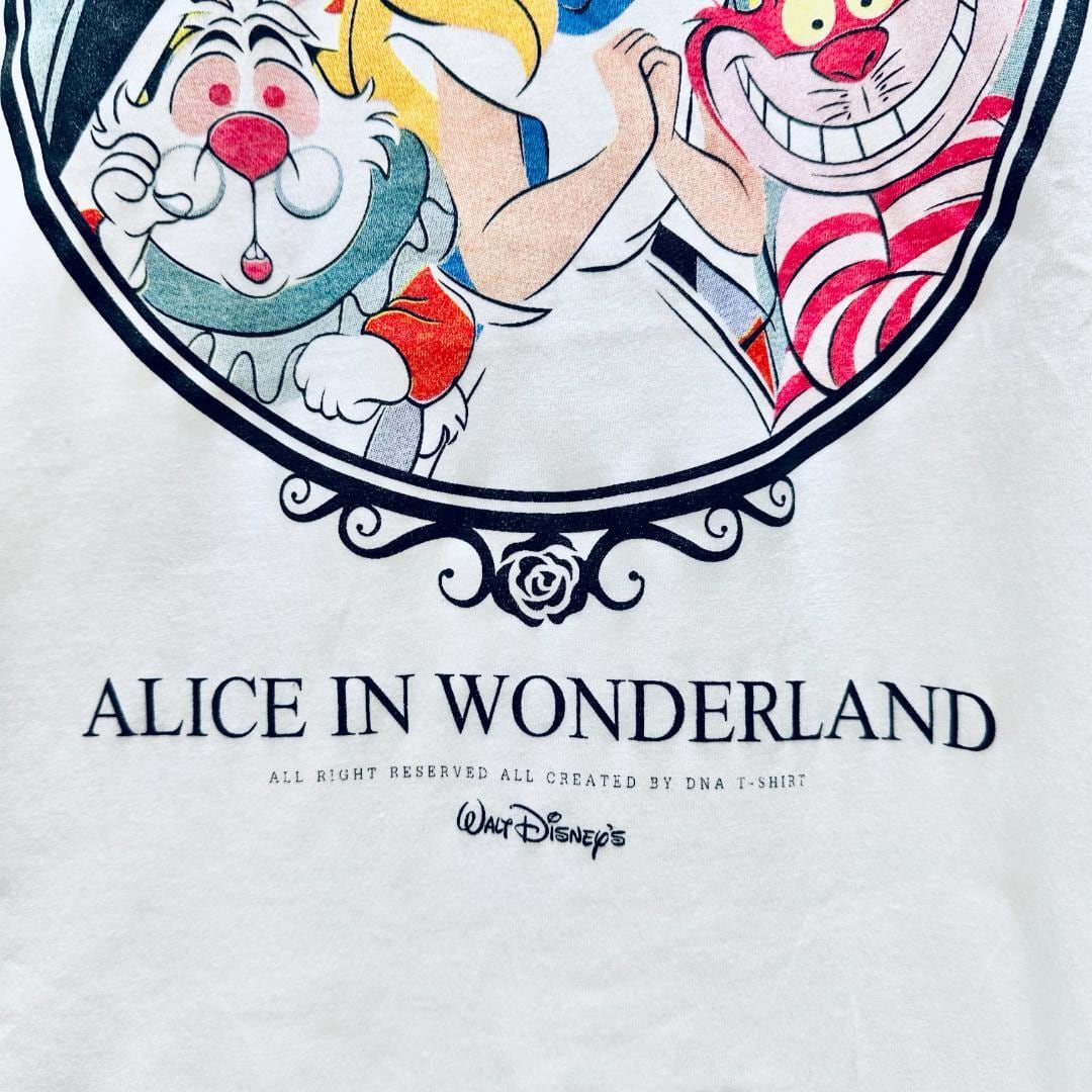Disney☆Tシャツ 不思議の国のアリス フリーサイズ 白 コットン Disney☆Tシャツ 不思議の国のアリス フリーサイズ 白 コットン