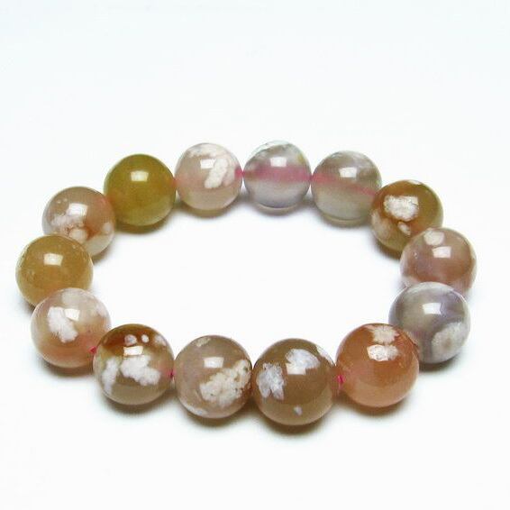 チェリーブロッサムアゲート ブレスレット 桜瑪瑙 15mm [M便 1/10] 111-26401