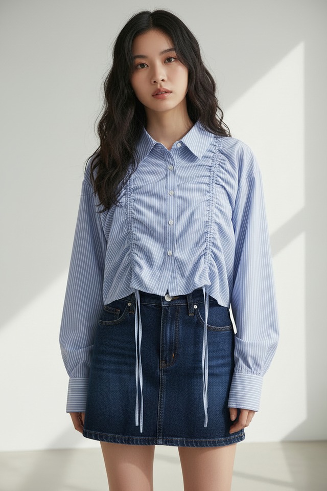 フロントシャーリングシャツ