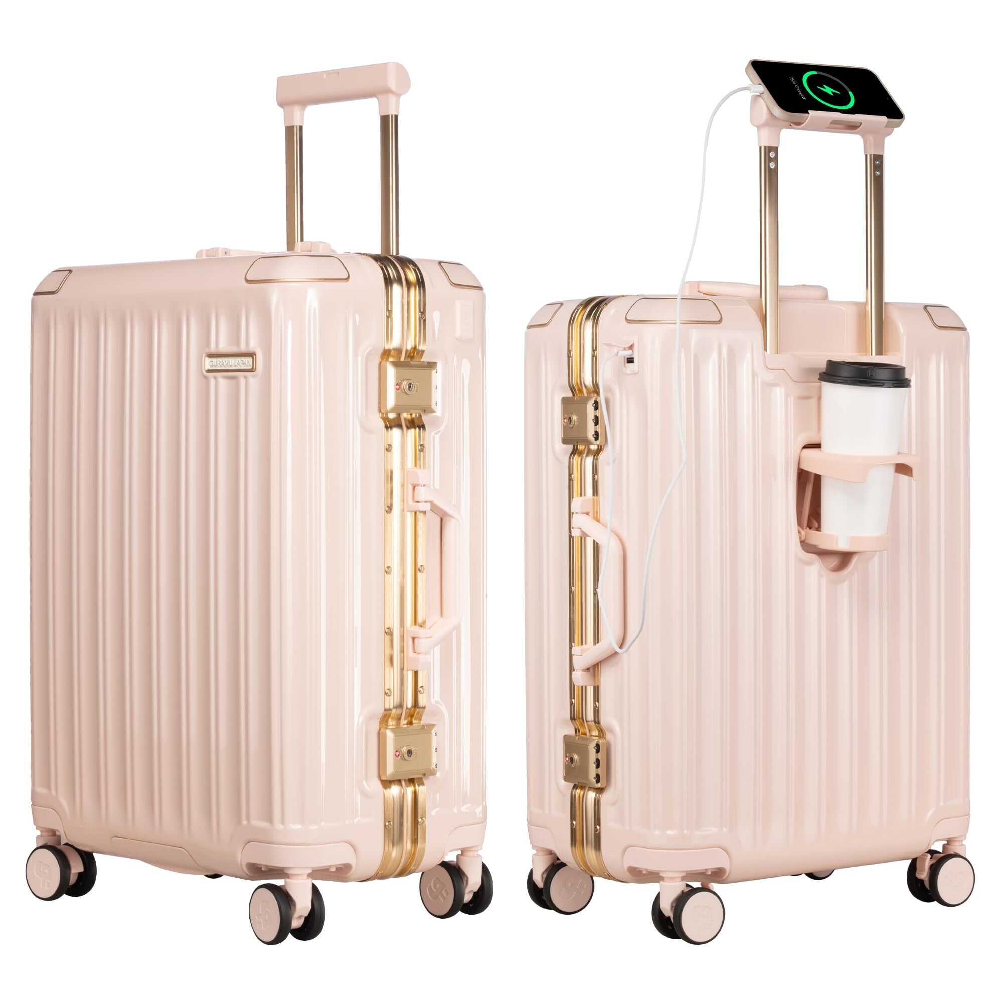 未使用 キャリーケース Lサイズ アルミ USBポート 大容量 超軽 人気商品】[GURAMU] スーツケース S M Lサイズ アルミフレーム