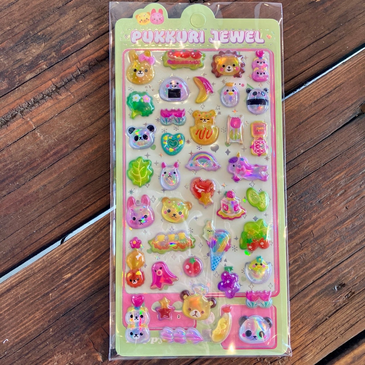 SALE!】ぷっくりジュエル・ホログラムステッカー グリーン X16