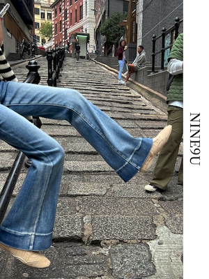 flare wild faded-denim pants 2color【NINE6171】