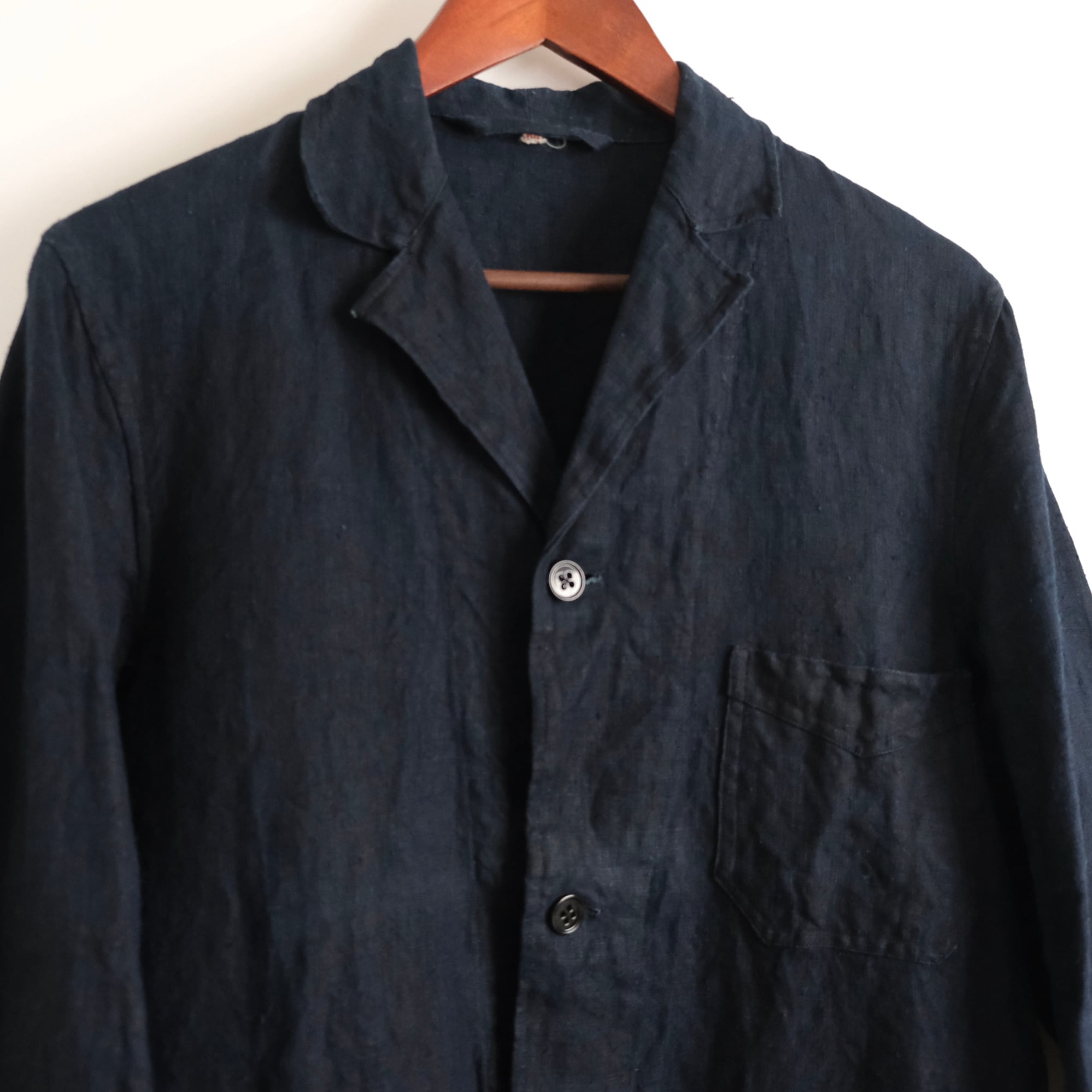 DEAD STOCK【 FRENCH WORK 】Indigo Linen Jacket / フランス ビンテージ インディゴ リネン ジャケット カバーオール DEAD STOCK【 FRENCH WORK 】Indigo Linen Jacket / フランス ビンテージ インディゴ リネン ジャケット カバーオール