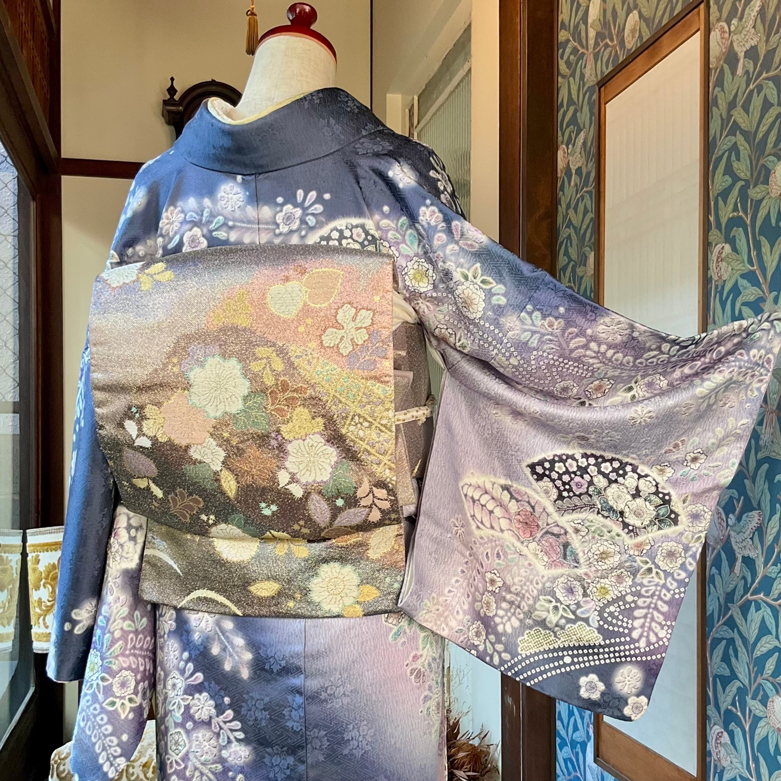 tall＊藤と桜の饗宴＊訪問着セット 辻ヶ花模様 流水 地紙 卒業式 入学