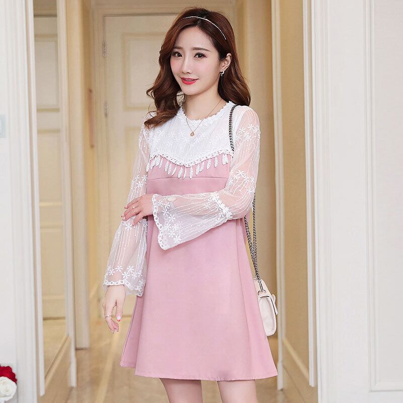 【新作】【送料無料】 母乳育児ドレスナーシングドレスマタニティサマーマタニティウェア春と夏のレースルーズマタニティドレスパッチワーク スプリング 春物 夏物 AL expec328884351221