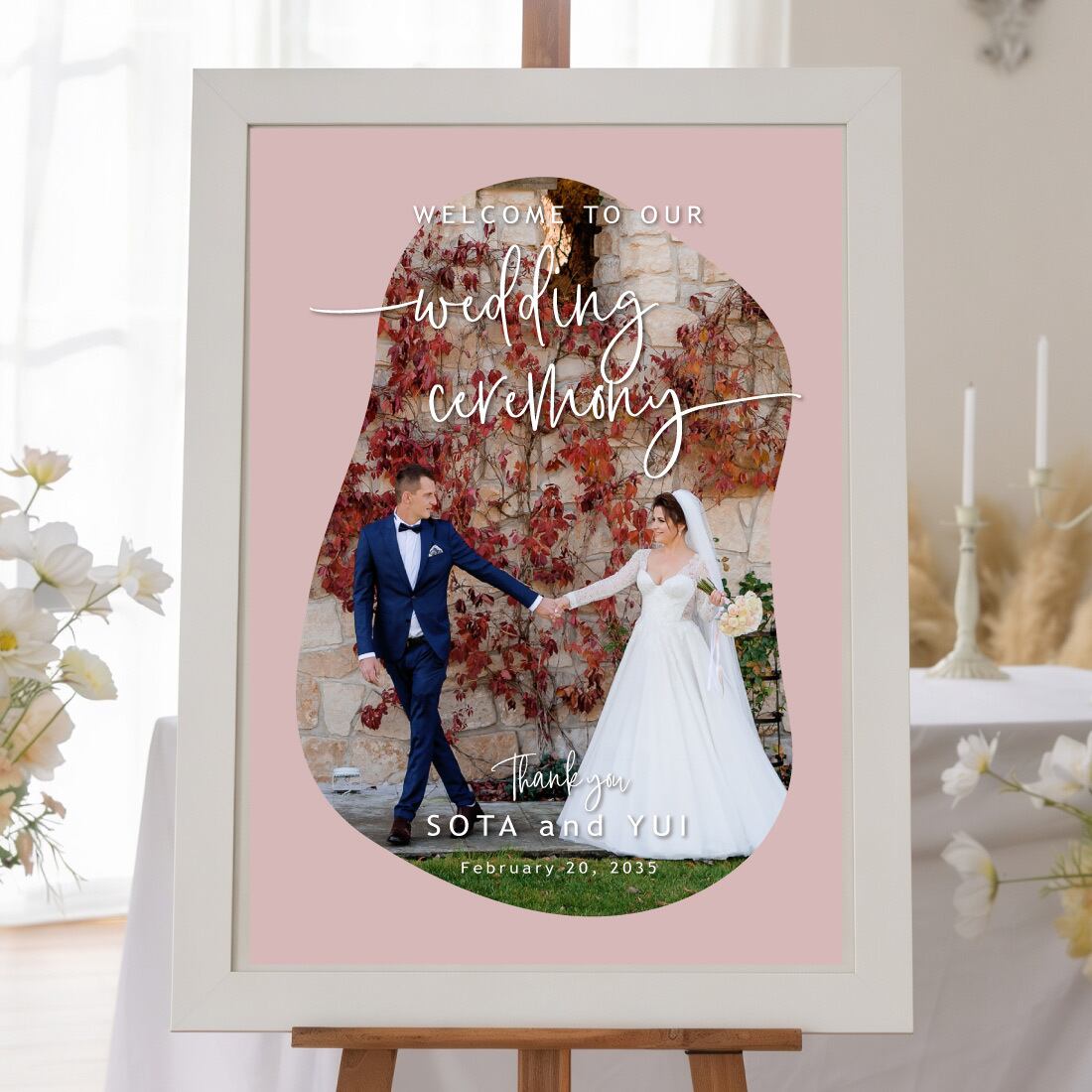 ウェルカムボード【A4サイズ】ウッド ホワイト 黒板風 ナチュラル 結婚