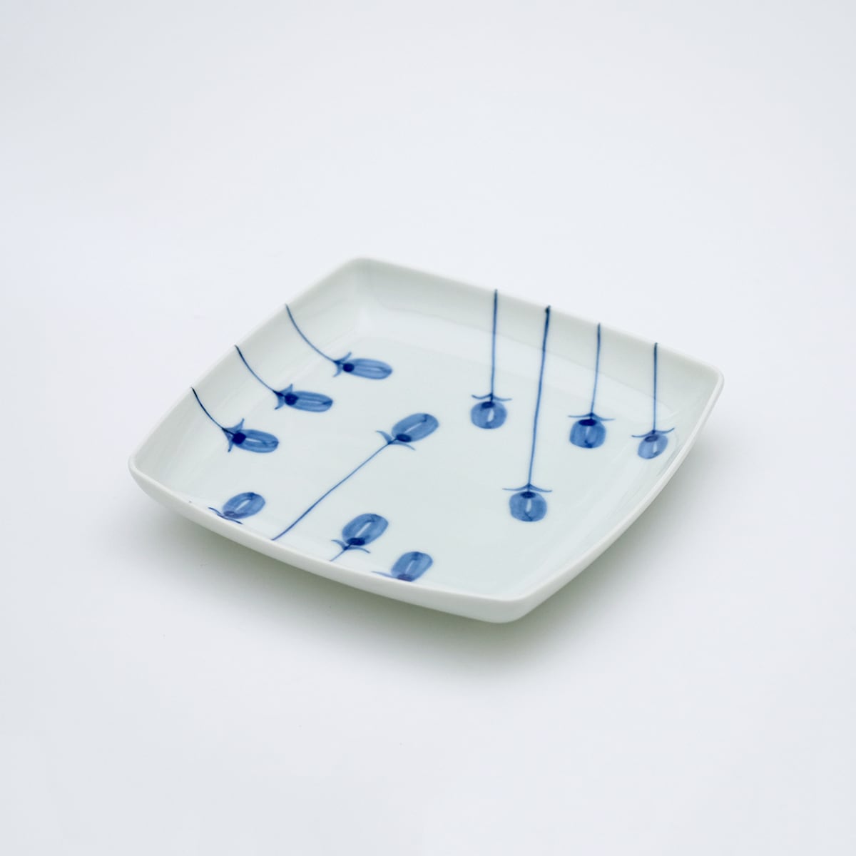 染付草花紋スクエアプレート(M)