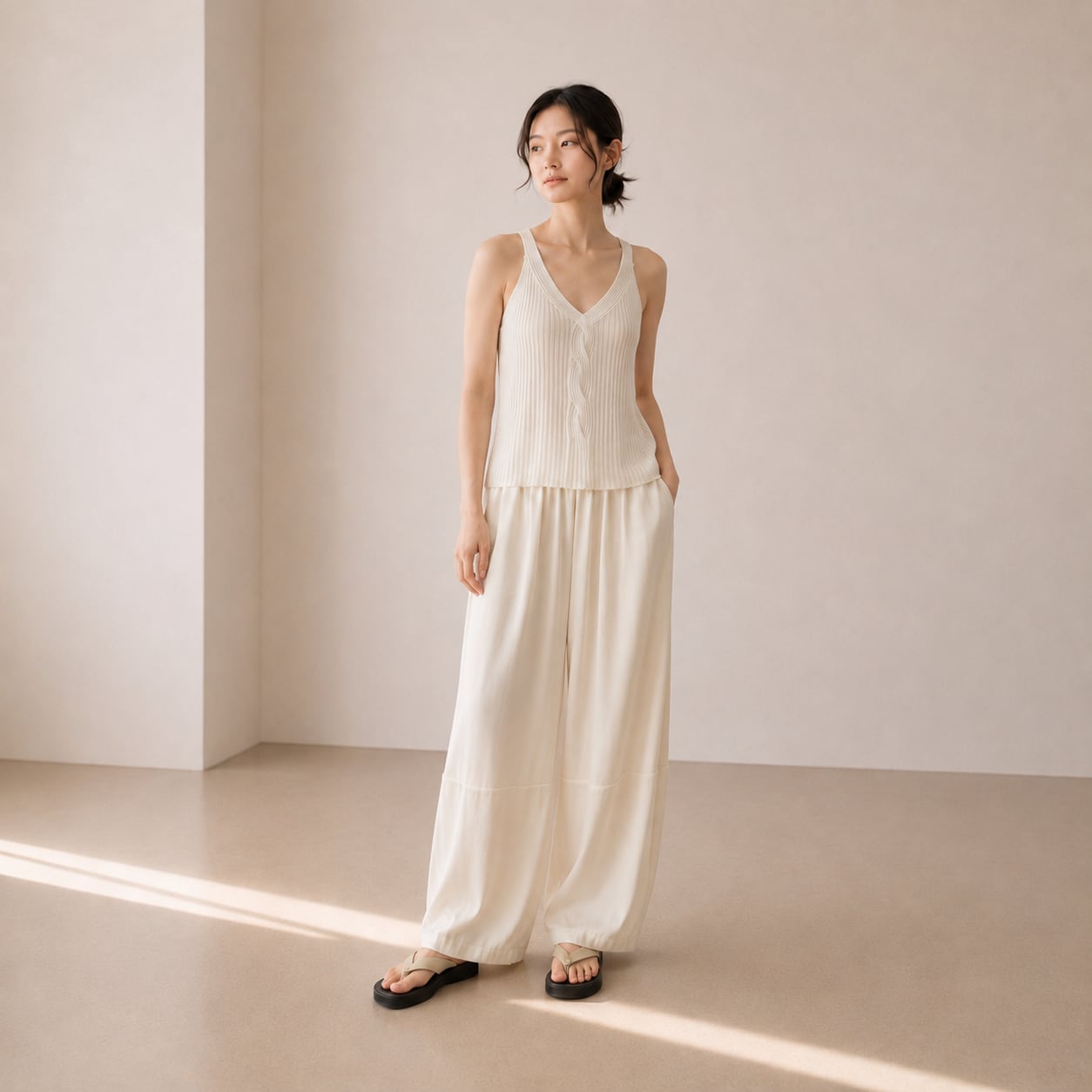 SATIN DRAPE BALLOON PANTS