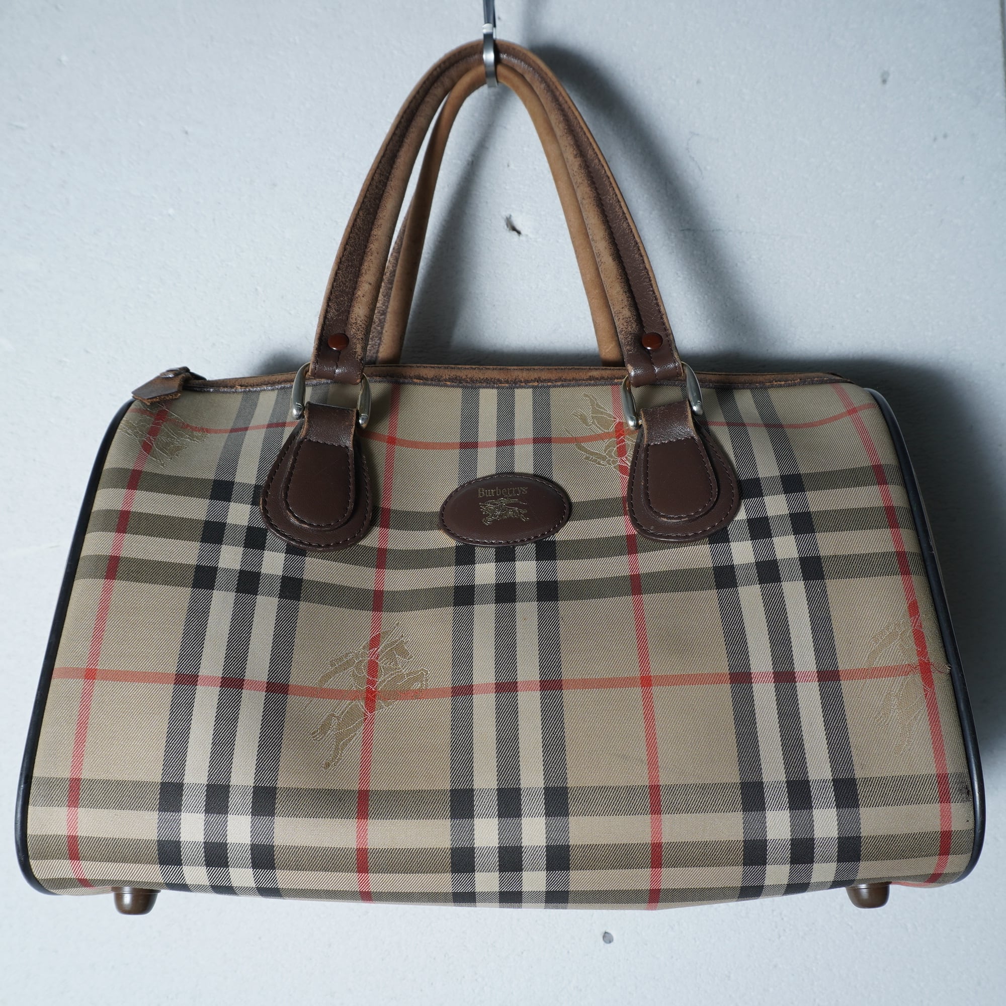 BURBERRY】バーバリー ホースロゴノバチェックキャンバス・レザーミニ