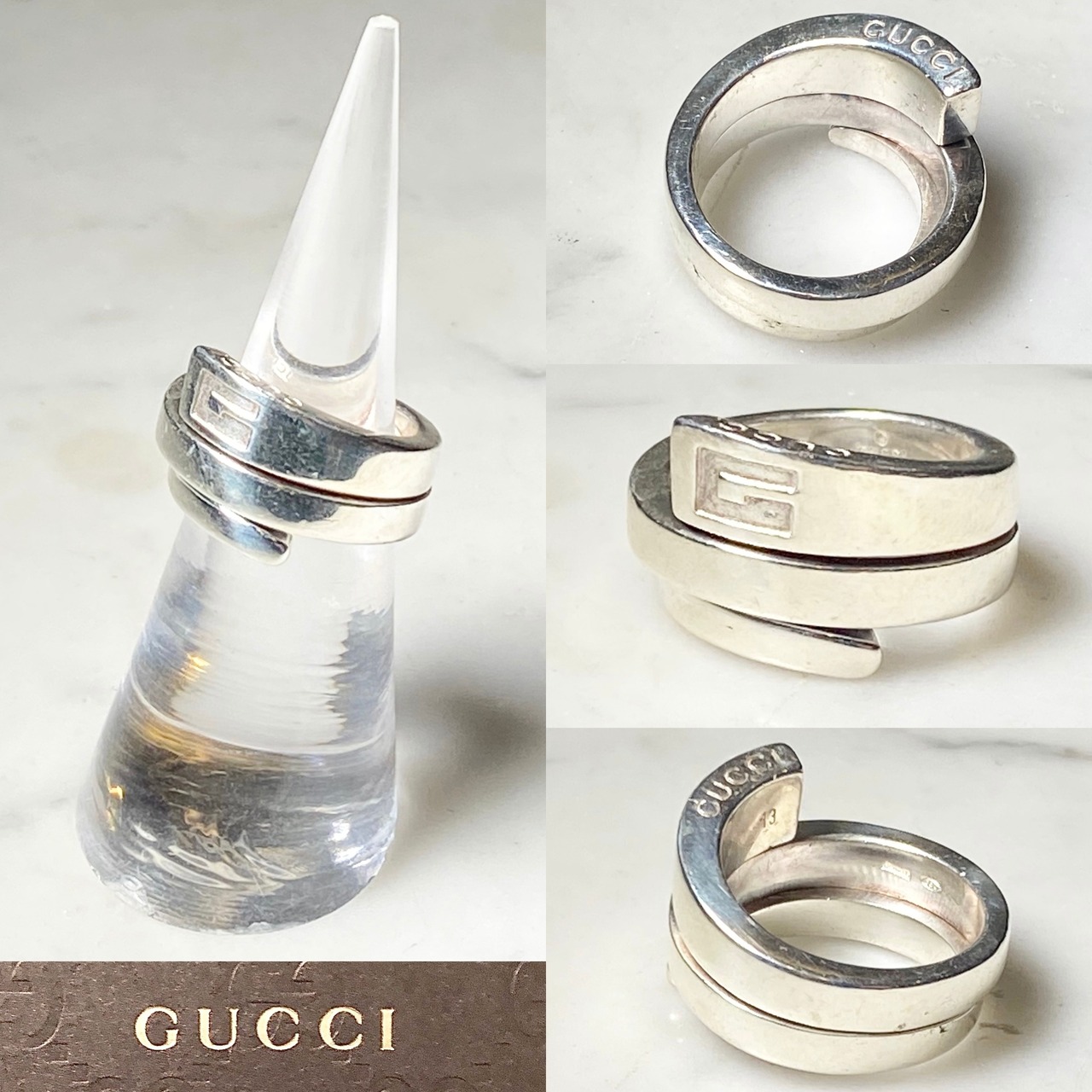 GUCCI silver coil design ring