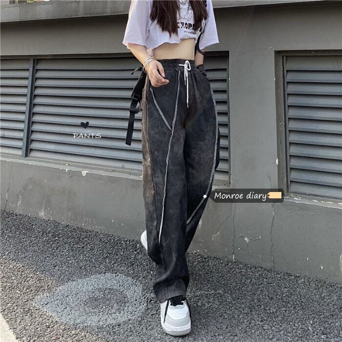 ブラックジーンズ スプリングオータムパンツ ハイウェストウェストサマールーズワイドレッグ 春物 夏物 秋物 ワイドパンツ モンロー67999675020