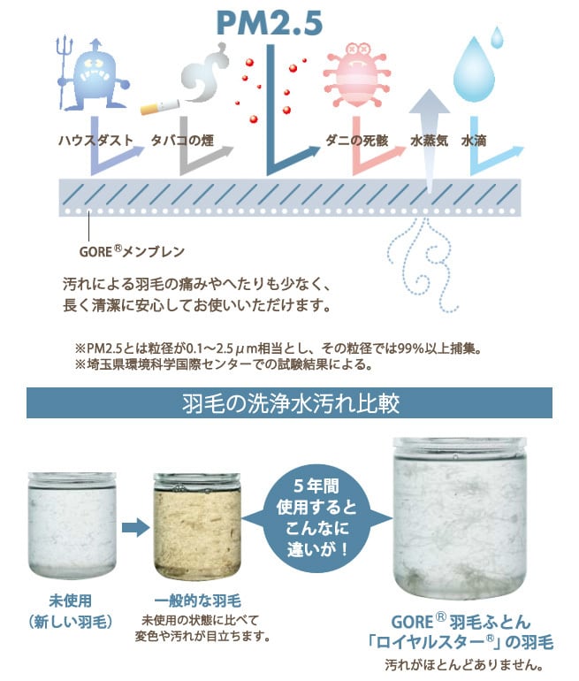 アトピー協会推薦羽毛布団 【GORE (ゴア) ロイヤルスター羽毛ふとん