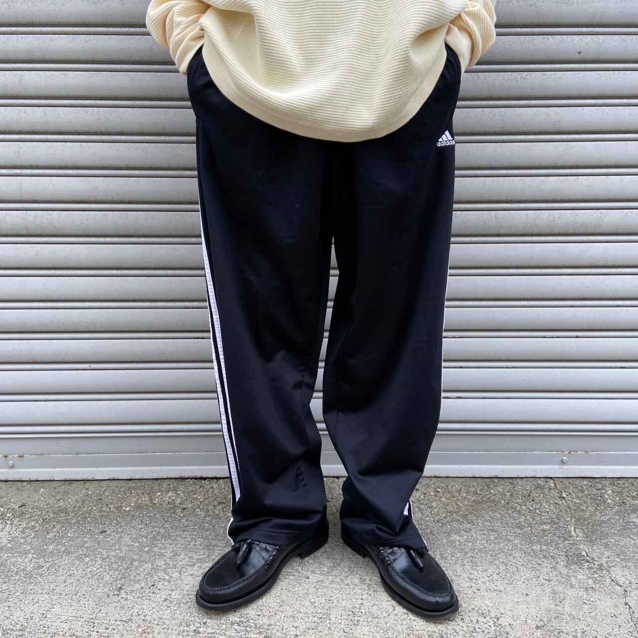送料無料』adidas スナップボタンジャージパンツ トラックパンツ 黒 